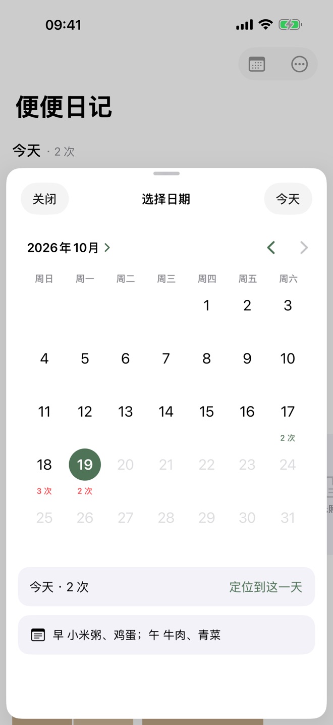 Daily counts in the calendar